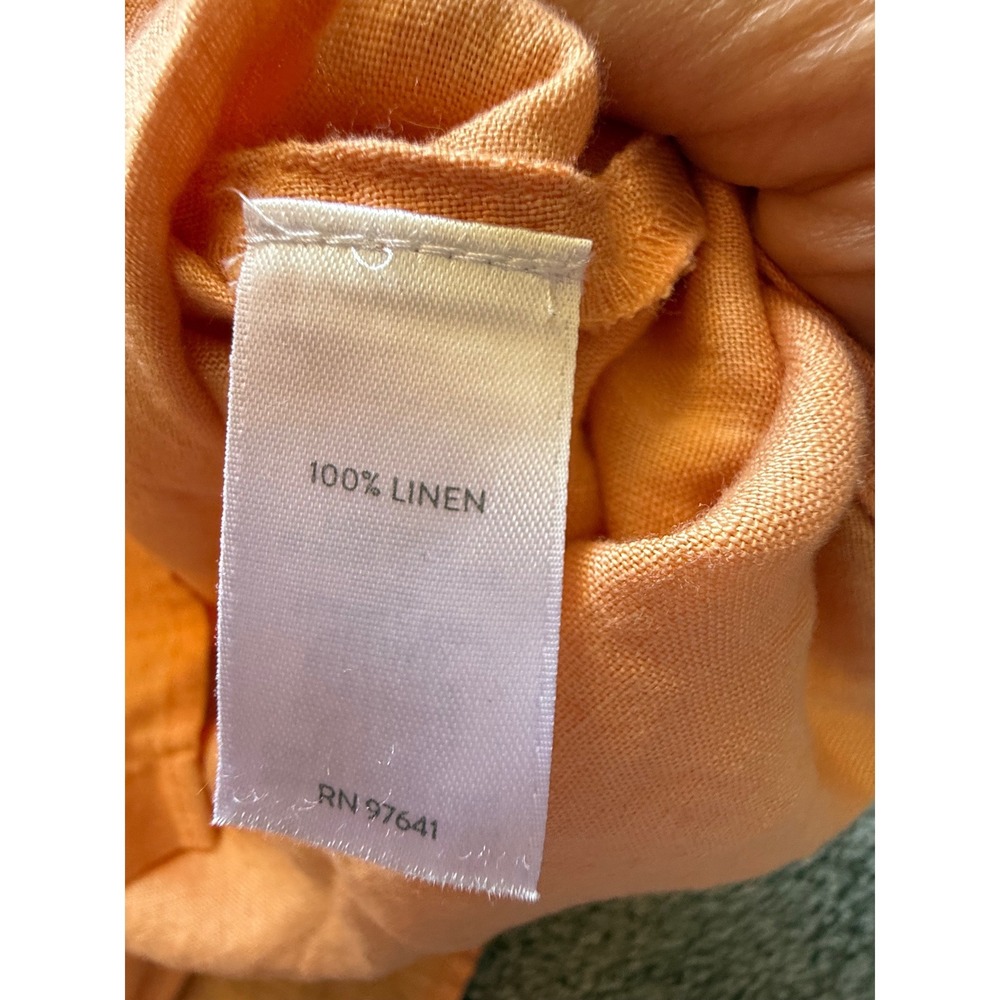 J. Jill Love Linen Apricot Orange 100% Linen Button Down Shirt Womens Medium - Picture 4 of 5